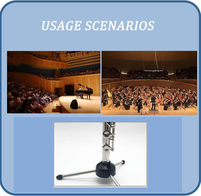 AUXBC Portable Flute Stand Holder, Black Metal Foldable Flute Support, 4-Leg Stable Flute Base, Lightweight Wind Instrument Bracket for Oboe, Flute, Clarinet, Soprano Saxophone, etc. - Image 3